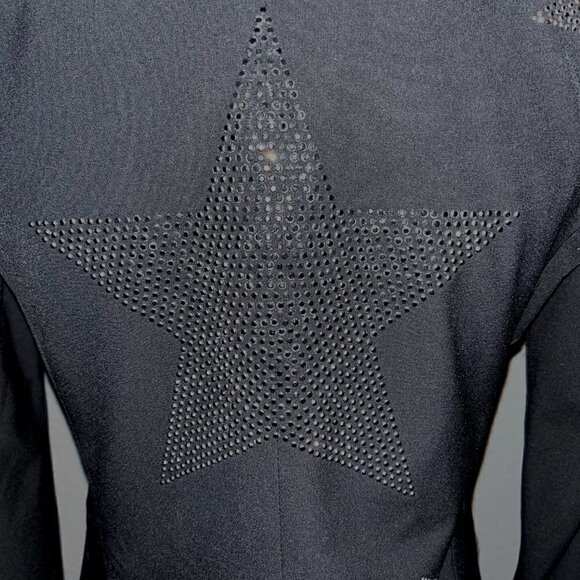 HIPCHIK COUTURE Black Embellished Star Studded Rocker Jacket  Made in USA XXS XS - Picture 2 of 10